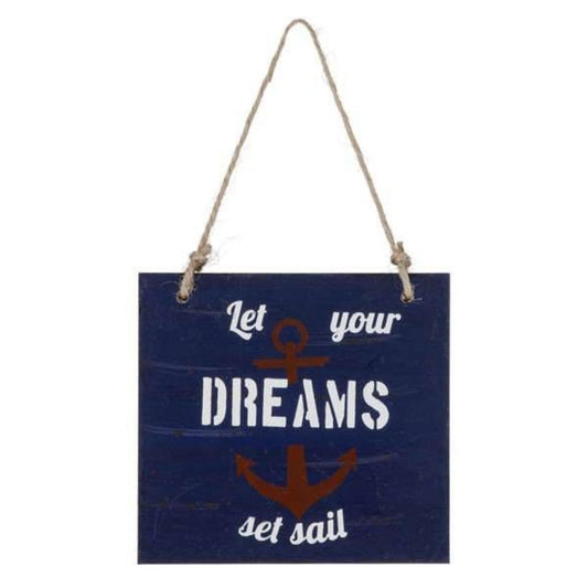 Set of 2 Let Your Dreams Set Sail With Anchor Picture Hanging Wall Sign