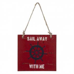 Set of 2 Sail Away With Me With Ships Wheel Picture Hanging Sign