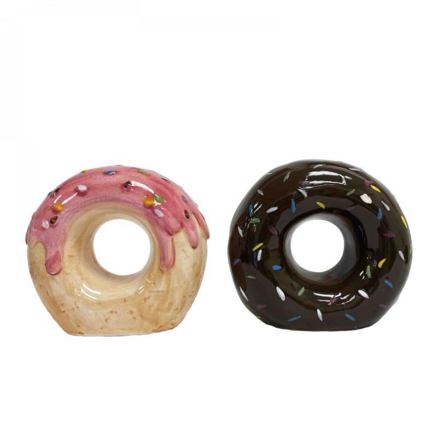 Set Of 2 Assorted-Pink Dipped And Chocolate Glazed Donut Piggy Bank