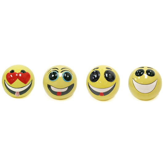 Set Of 4 Assorted Styles Happy Emojis Piggy Bank