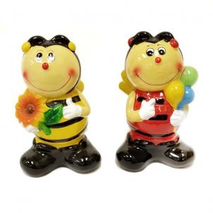 Set Of 2 Assorted Styles- Bee With Flower, Bee With Balloons Piggy Bank