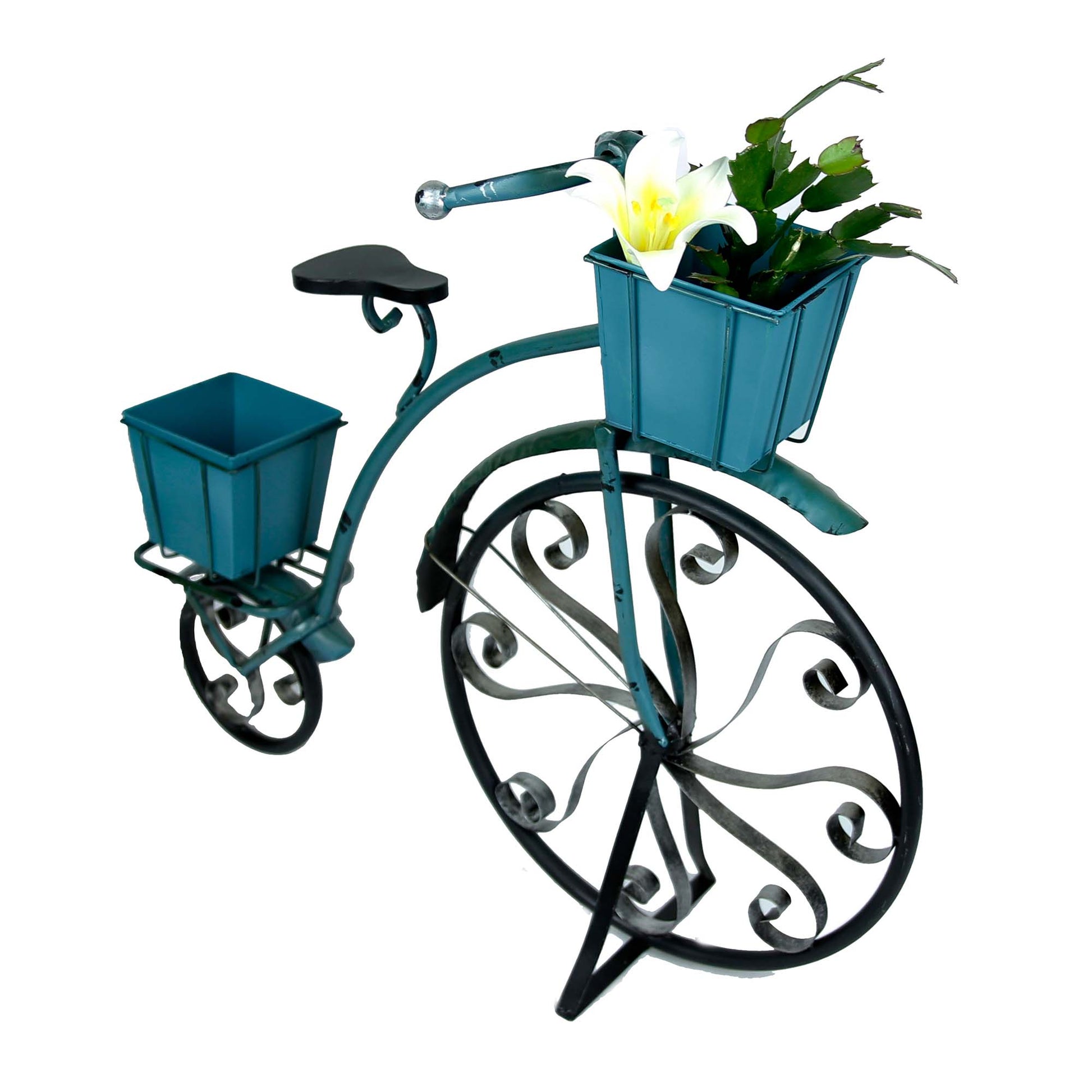 Bicycle With Two Square Flower Pots Plant Stand