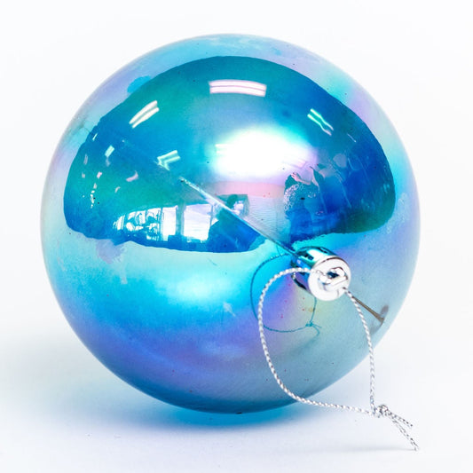 Set Of 6 Irridescent Light Blue Ball Ornaments