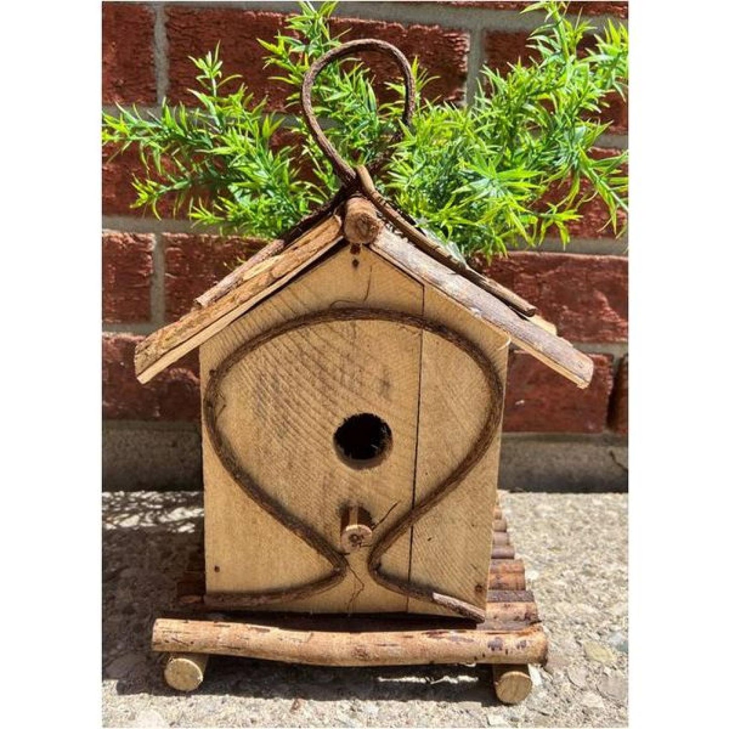 Wood -- Barkwood And Vine Hanging Birdhouse 7"X7"X15"Oh Bird House