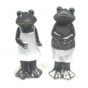 Set Of 2 Assorted Paper Mache Frogs Figurine