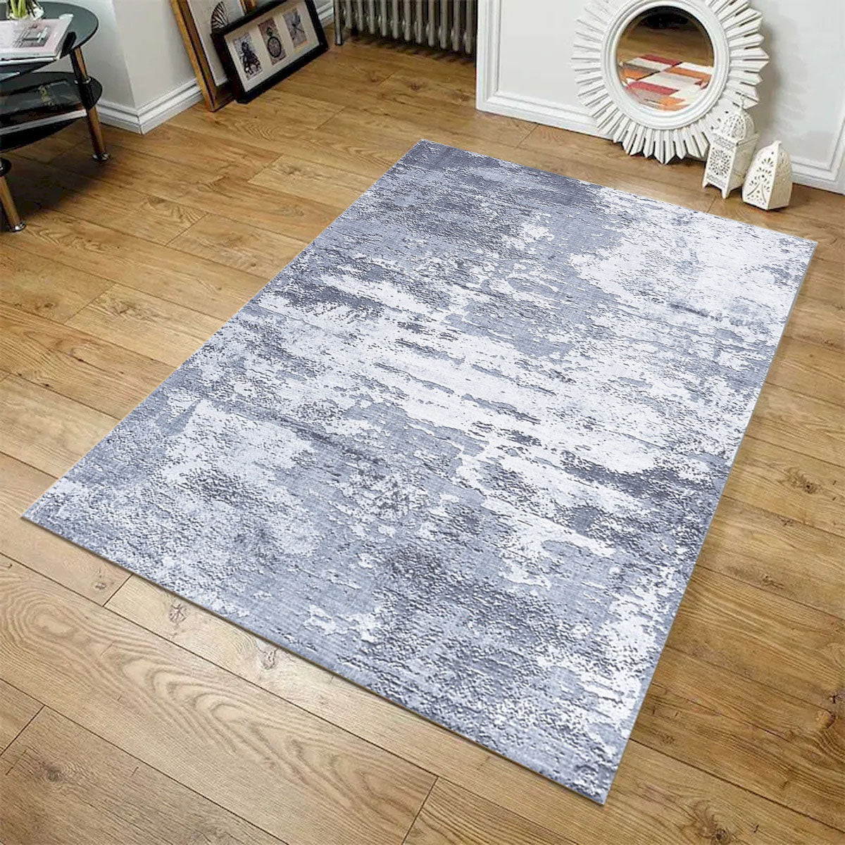 Sparx Distressed Gray Washable Modern Rug