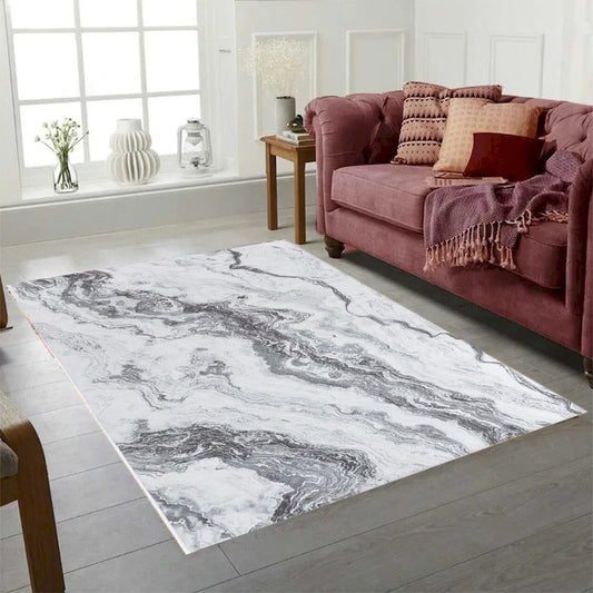 Sparx Waves Gray Washable Modern Rug