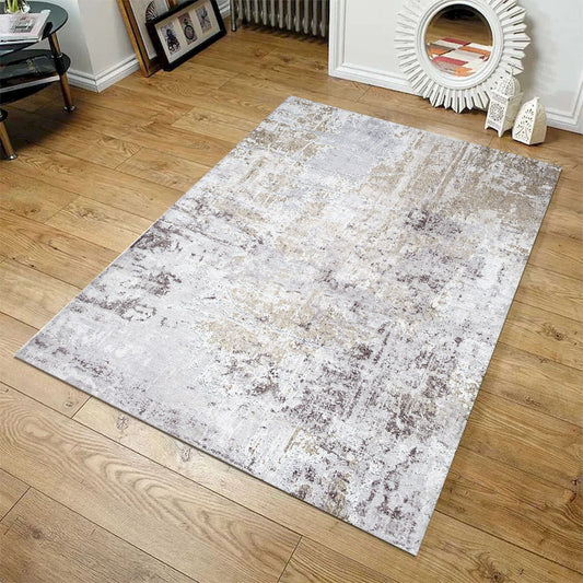 Sparx Distressed Beige And Gray Washable Modern Rug