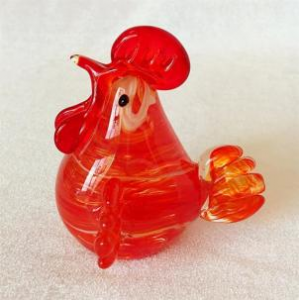 Red Rooster Glass Paperweight