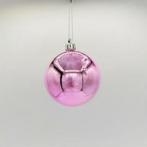 Set Of 6 Pink Shiny Ball Ornaments