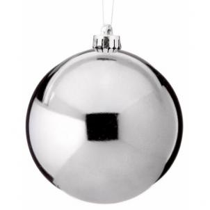 Set Of 4 Silver Shiny Ball Ornaments