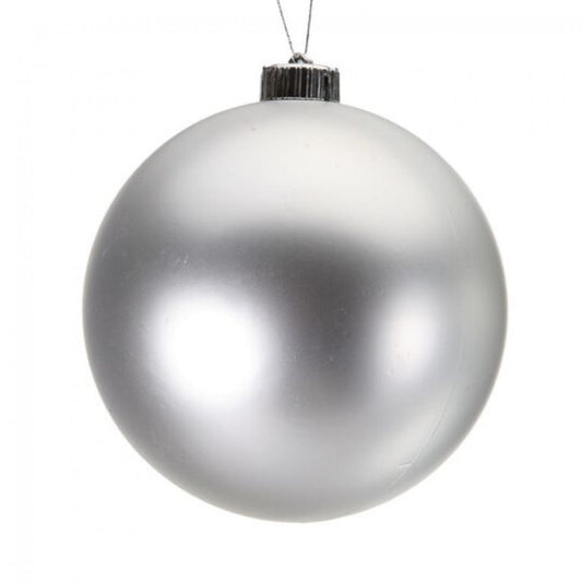 Set Of 2 Silver Matte Ball Ornaments