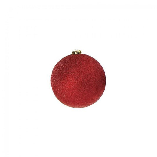 Set Of 2 Red Glitter Ball Ornaments