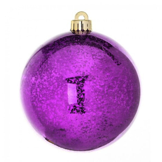 Set Of 6 Purple Shiny Mercury Ball Ornaments