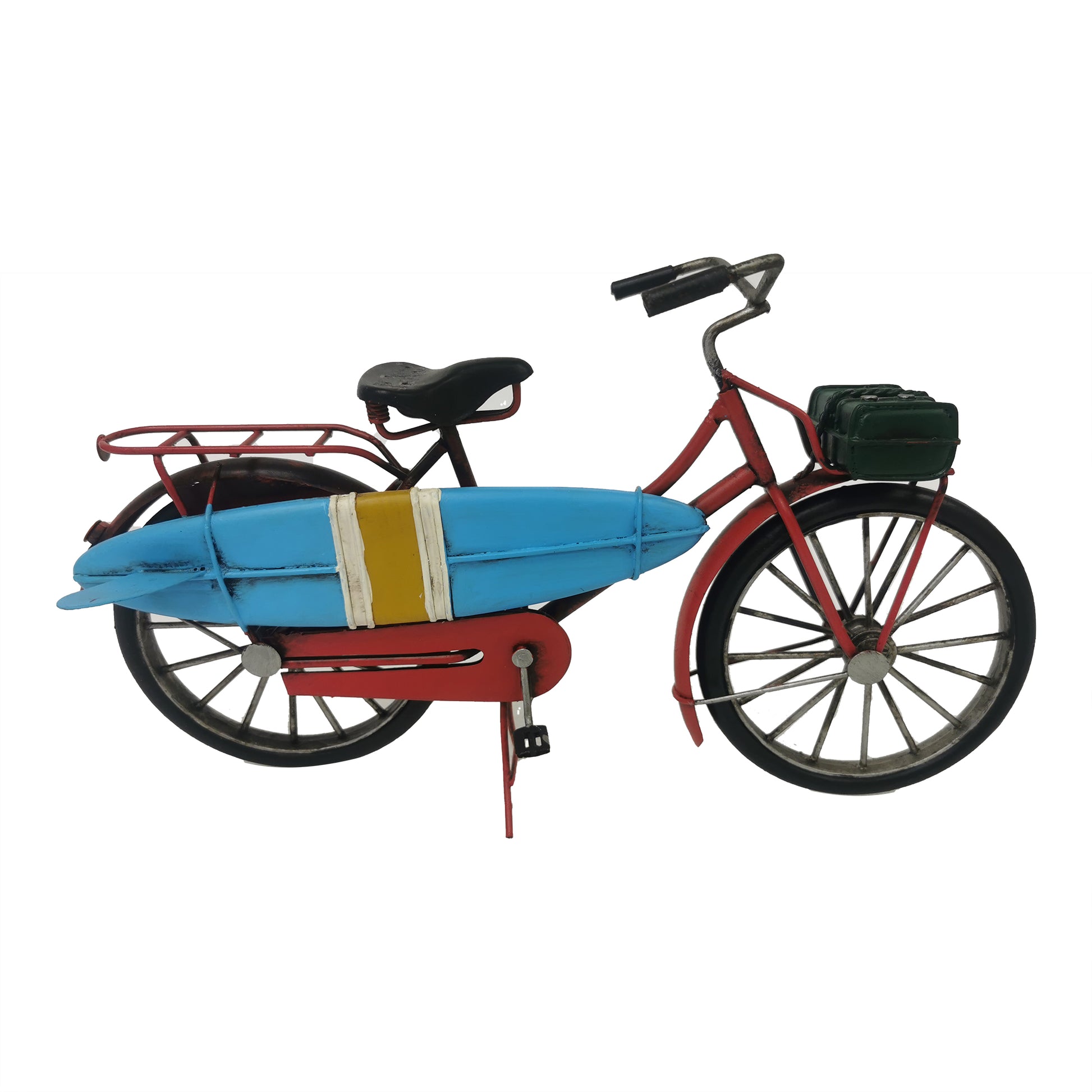 Vintage Bicycle With Surf Board Figurine