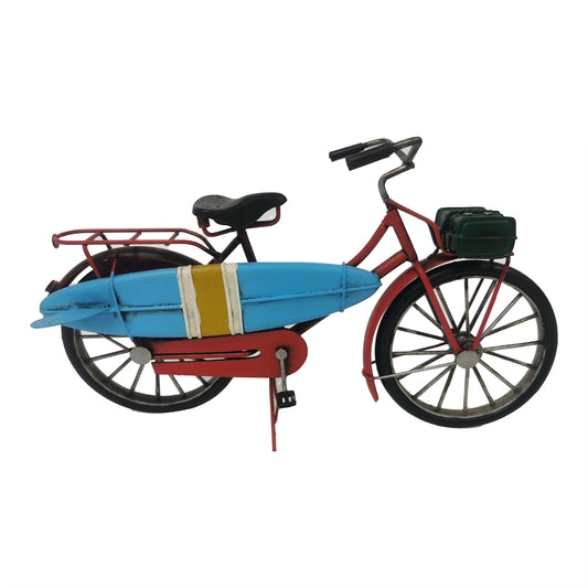 Vintage Bicycle With Surf Board Figurine