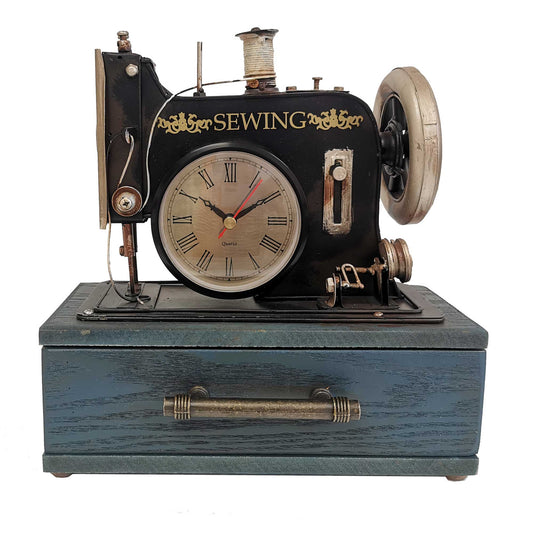 Sewing Machine With Drawer Table Clock