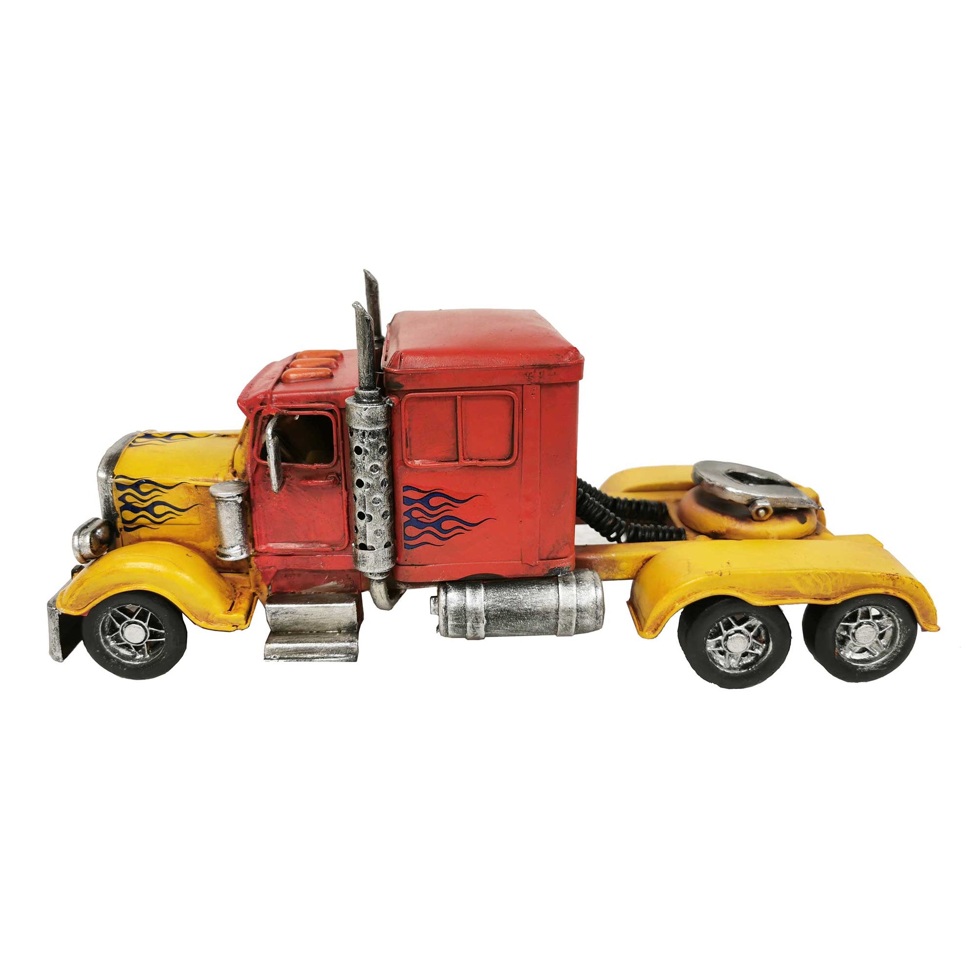 Semi Truck With Flames Figurine