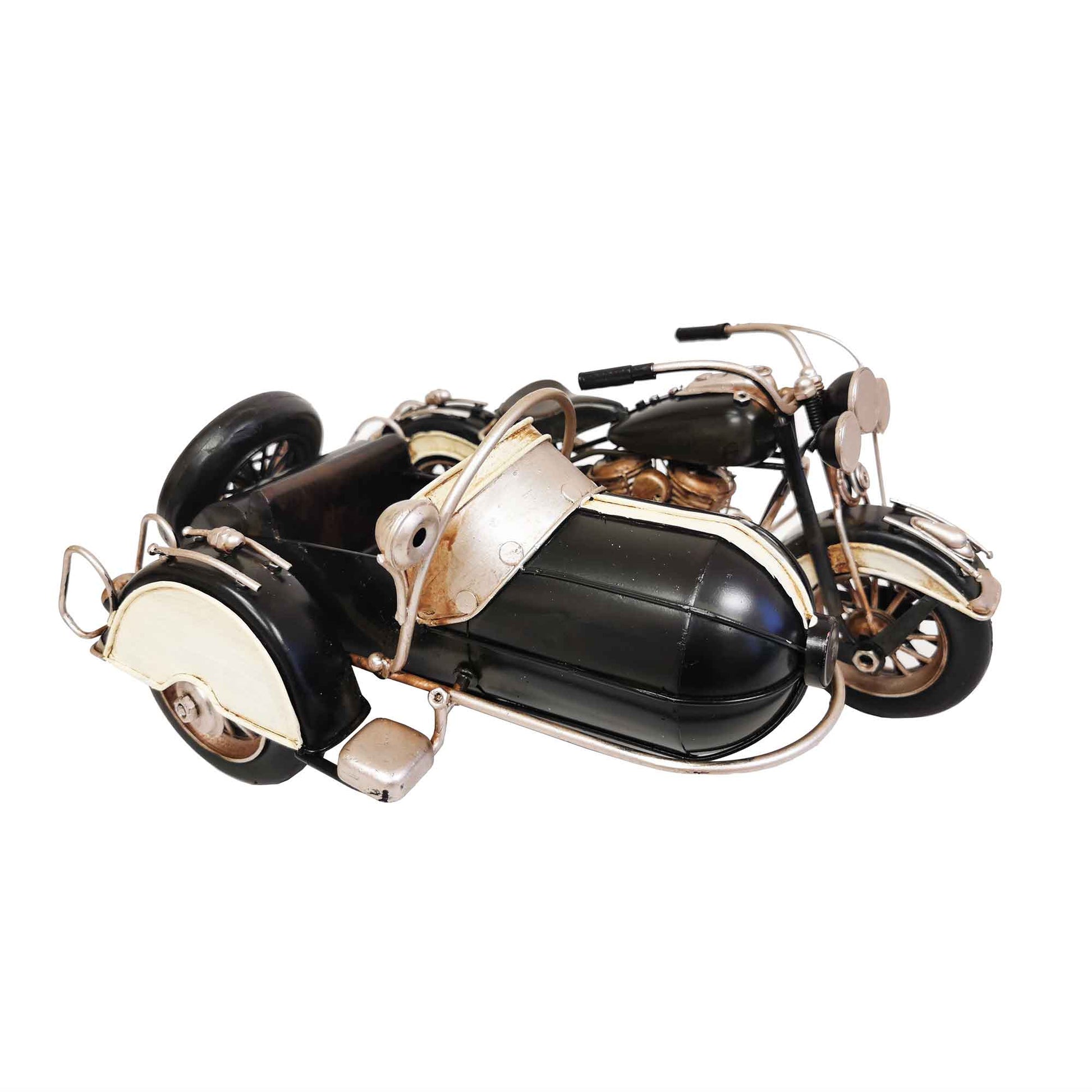 Vintage Motorbike With Bullet Shaped Sidecar Figurine