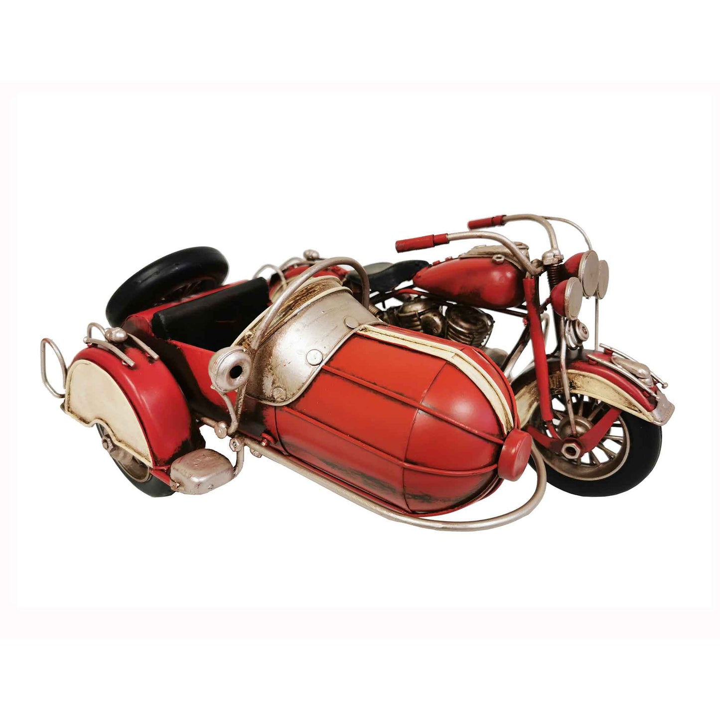 Vintage Motorbike With Bullet Shaped Sidecar Figurine