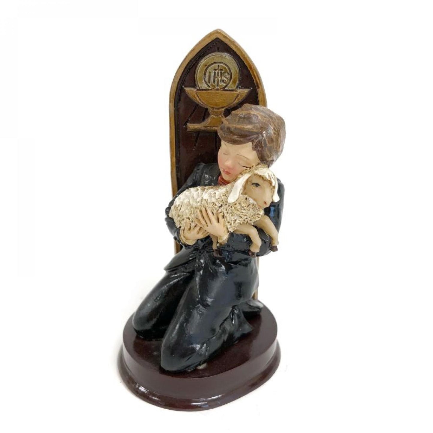 Praying Boy Holding A Lamb Figurine