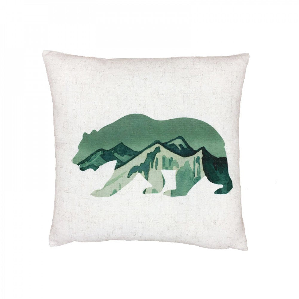 Bear With Mountains Image With Feather Down Insert Pillow