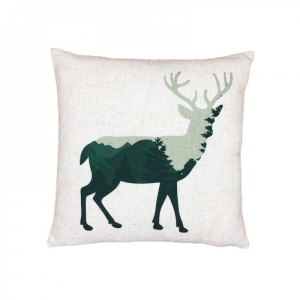 Reindeer With Mountains With Feather Down Insert Pillow