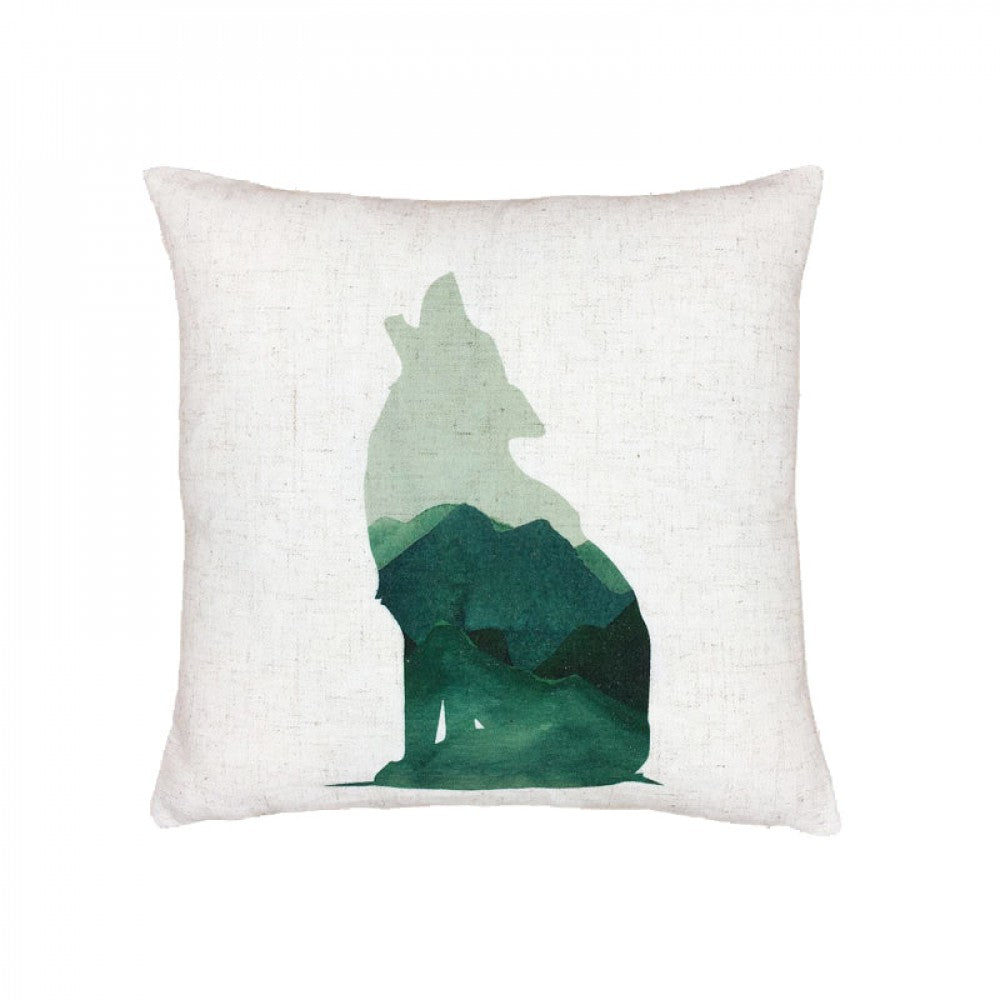 Howling Wolf With Mountain Image With Feather Down Insert Pillow