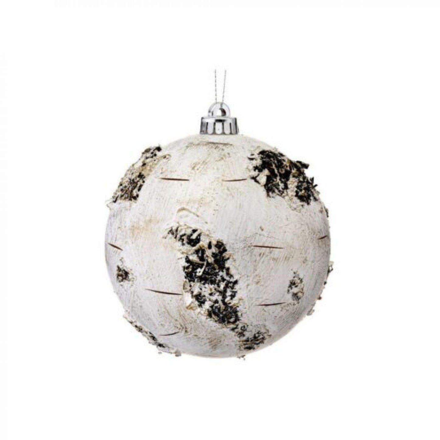 Set Of 2 Birch Bark Look Ball Ornaments