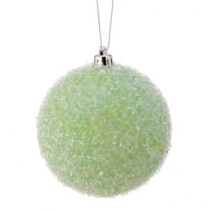 Set Of 4 Green Glitter Tinsel Ball Ornaments