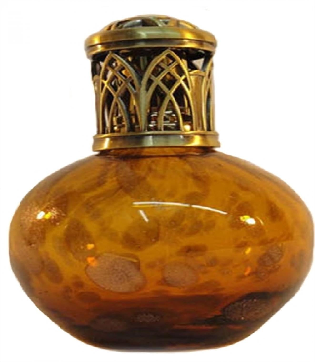 Brown Glass With Gold Berger Oil Lamp