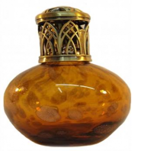 Brown Glass With Gold Berger Oil Lamp