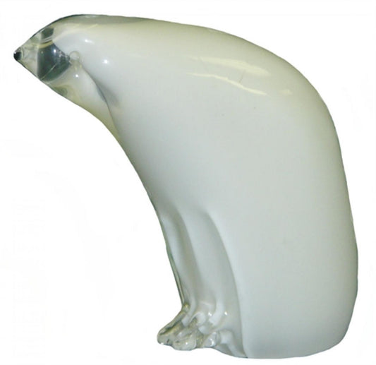 White Handmade Glass Polar Bear Figurine