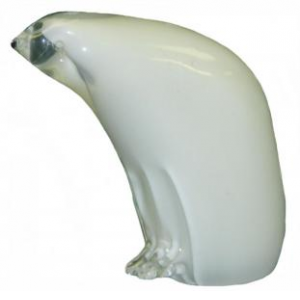 White Handmade Glass Polar Bear Figurine