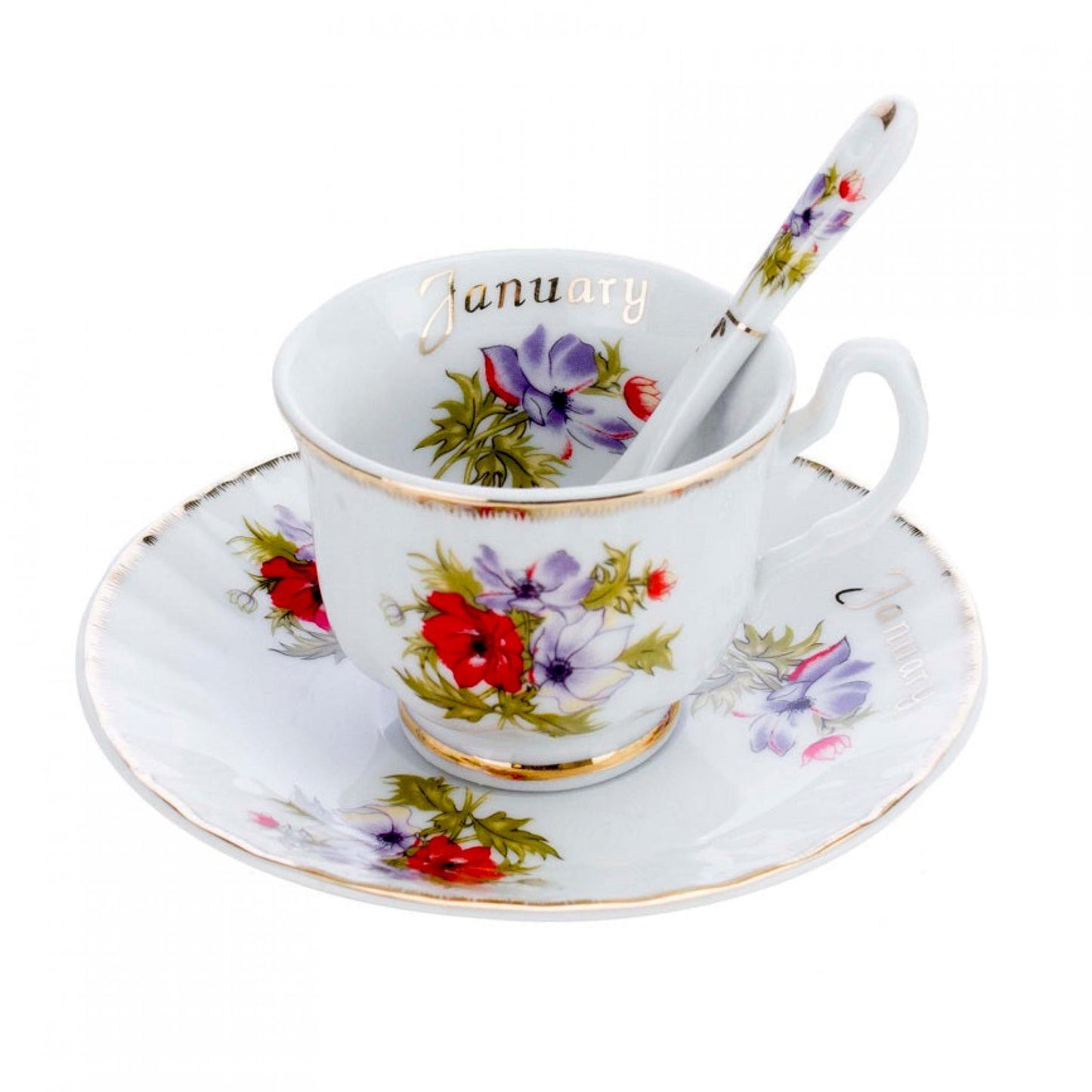 January Floral Pattern Espresso Cup & Saucer