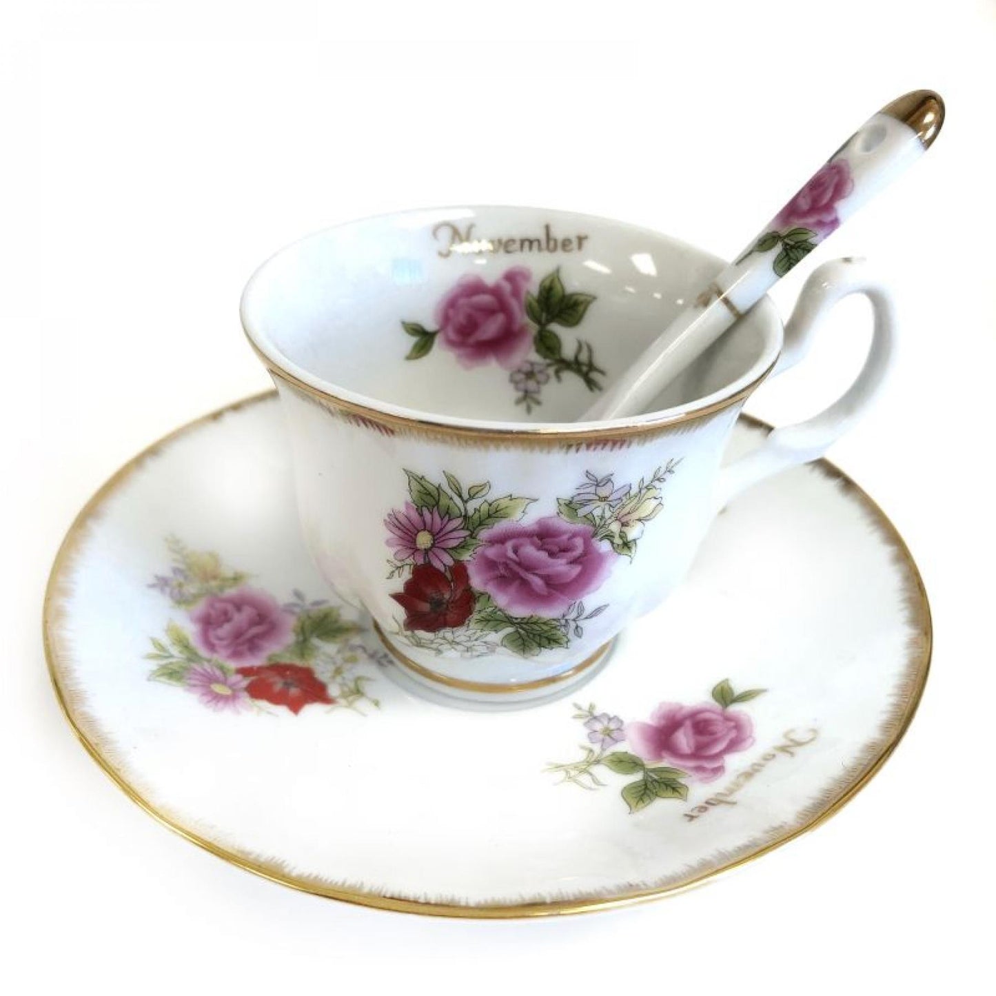 November Floral Pattern Espresso Cup & Saucer