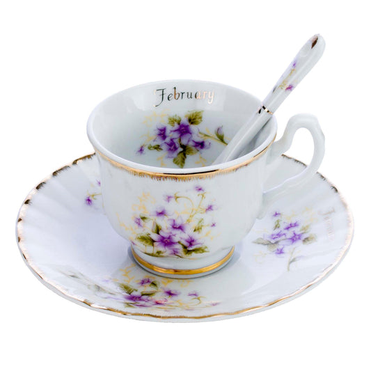 February Floral Pattern Espresso Cup & Saucer