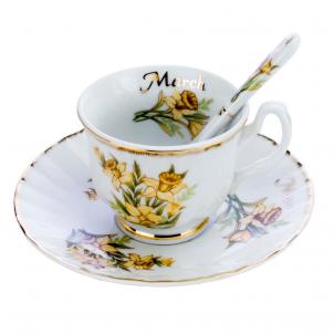 March Floral Pattern Espresso Cup & Saucer