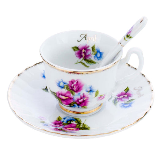 April Floral Pattern Espresso Cup & Saucer