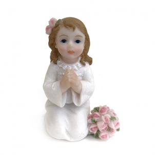 Praying Girl With Bouquet Of Flowers Figurine