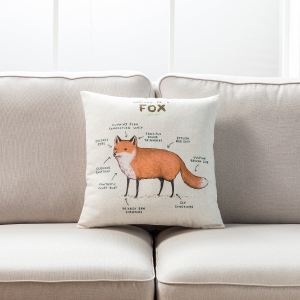 Anatomy Of A Fox With Feather Down Insert Pillow