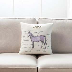 Anatomy Of A Horse With Feather Down Insert Pillow