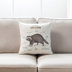 Anatomy Of A Raccoon With Feather Down Insert Pillow