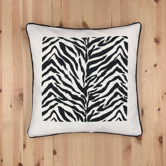 Zebra Print On Ivory With Feather Down Insert Pillow