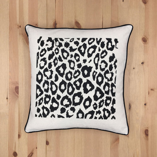 Leopard Print On Ivory With Feather Down Insert Pillow