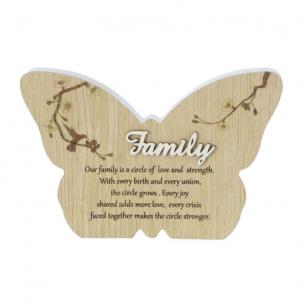 Butterfly Shape With Text- Family Plaque