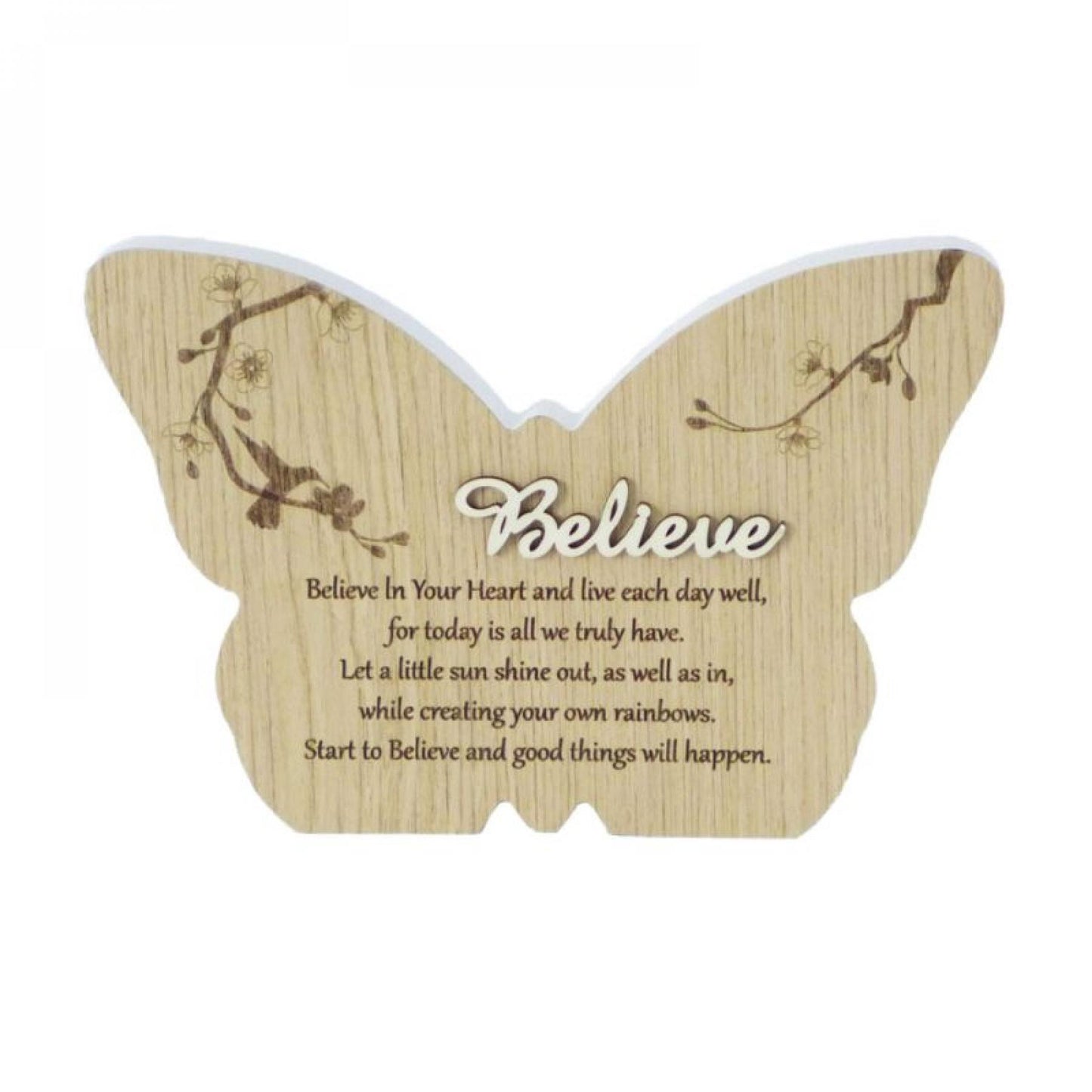 Butterfly Shape With Text- Believe Plaque