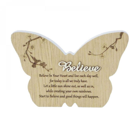 Butterfly Shape With Text- Believe Plaque