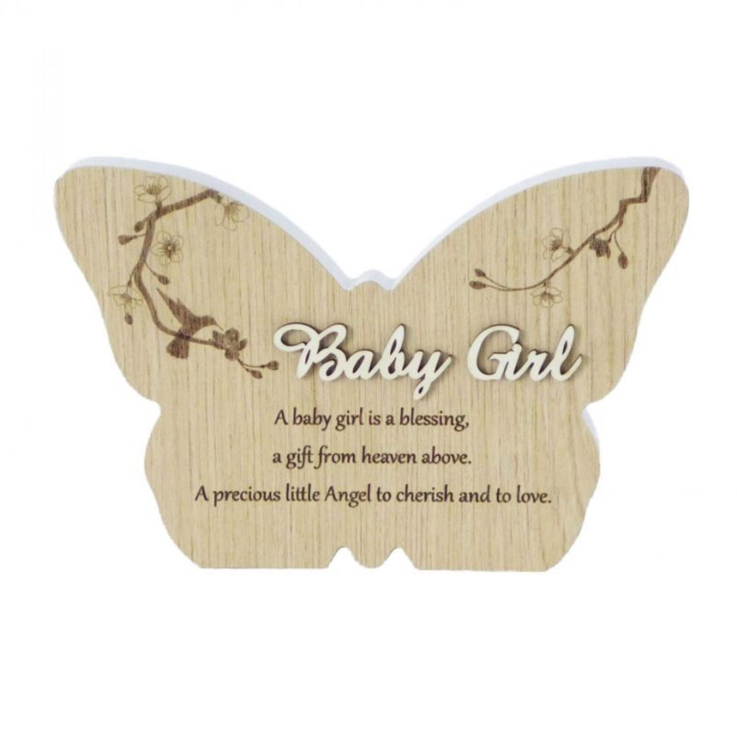 Butterfly Shape With Text- Baby Girl Plaque