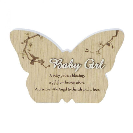 Butterfly Shape With Text- Baby Girl Plaque